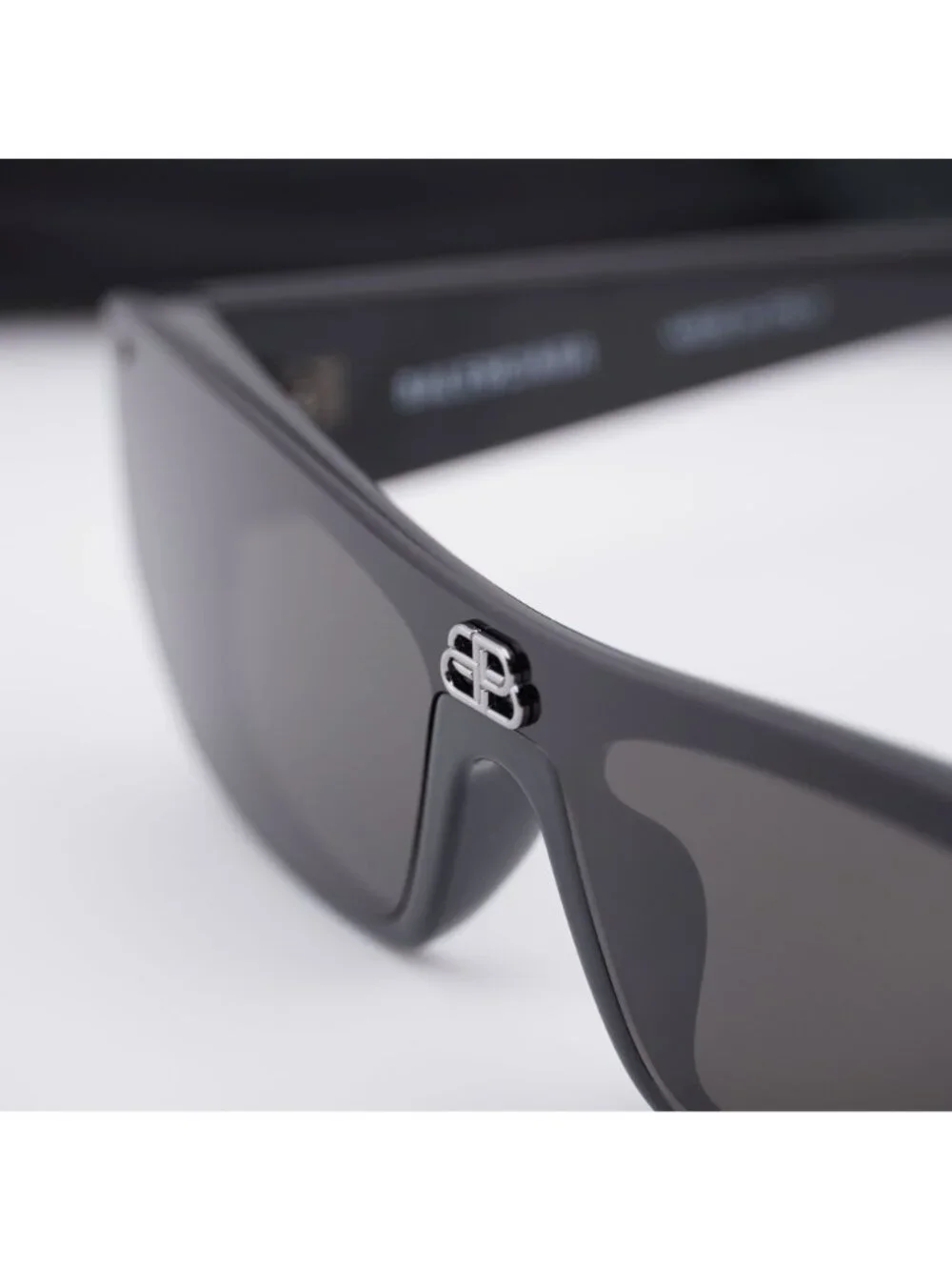 Balenciaga BB0080S 001 Rectangle Unisex Sunglasses - Black / Grey